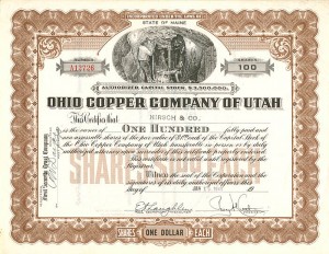 Ohio Copper Co. of Utah - Stock Certificate